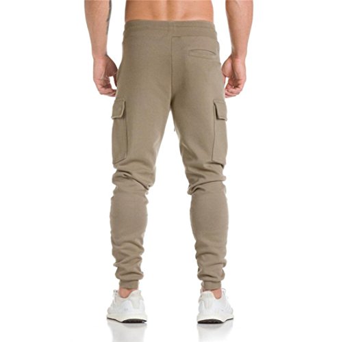 Leedford Men's Casual Pants, Men's Harem Casual Baggy Hiphop Dance Jogger Sweatpants Trousers Plus Size (2XL, Khaki) - Thumbnail 2