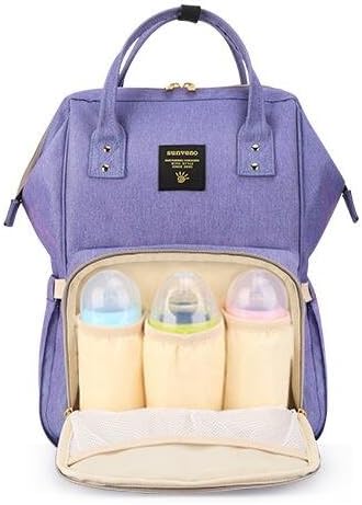 Waterproof Diaper Bag Nappy Bag Travel Backpack Multi-Function Mommy Bag for Baby Care Large Capacity Stylish and Durable Perfect for Travel Work or Outing - Light Purple