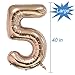 Tellpet Rose Gold Number 5 Balloon, 40 Inch