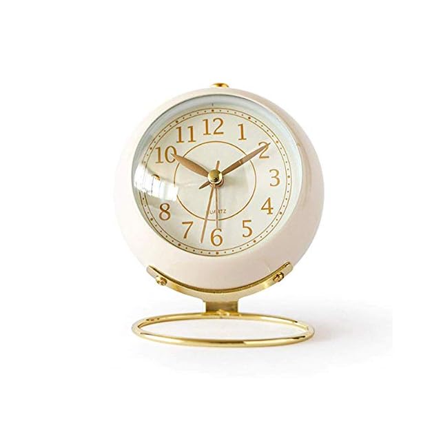 JUSTUP Small Table Clocks, Classic NonTicking Tabletop Alarm Clock