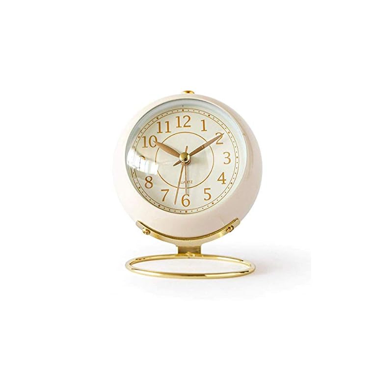 JUSTUP Small Table Clocks, Classic NonTicking Tabletop Alarm Clock