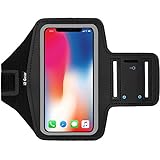 i2 Gear Cell Phone Armband Case for Running - Workout Phone Holder with Adjustable Arm Band and Reflective Border - Medium Armband for iPhone 8, 7, 6, 6S, Galaxy S6, S5, S4, HTC One, Black