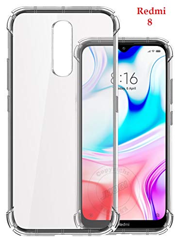 Jkobi Silicon Flexible Shockproof Corner TPU Back Case Cover for Xiaomi Mi Redmi 8 -Transparent