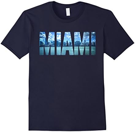 Mens Miami Skyline T-Shirt Small Navy