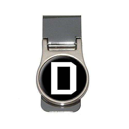 Letter D Initial Black White Money Clip