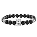 POSHFEEL 8mm Black Onyx Stone Micro Pave CZ Zirconia King Crown Charm Stretch Bracelet for Men, 7.5