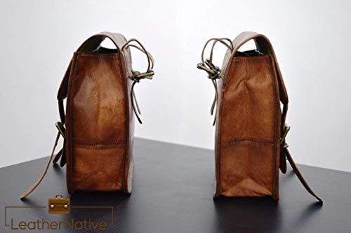 Leather Native 2 X Motorcycle Side Pouch Brown Leather Side Pouch Saddlebags Saddle Panniers (2 Bags) Pre Valentines Day SALE !!!