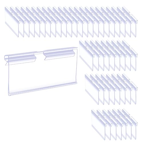 WYAN Pack of 50 Price Holders for Shelf, Transparent Label Holder, Price Labels 10 x 4.3 cm, Price Holder for Shops, Label Holders for Supermarket Counter Shop