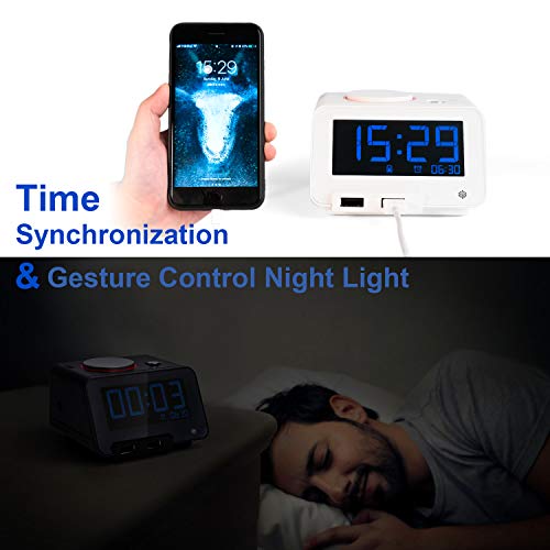 Homtime Alarm Clocks with Wireless Shaker 3 Level Intense Vibrating Shaker for Heavy Sleepers