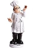 91PG 12.6 Inch Soup Tasting Chef with Cup Figurine Gourmet Bread Accents for Country Cottage Kitchen Decor As Collectible Housewarming Gifts