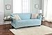 Home Fashion Designs Printed Twill Sofa Slipcover. One Piece Stretch Couch Cover. Strapless Sofa Cover for Living Room. Brenna Collection Slipcover. (Sofa, Sky Blue)
