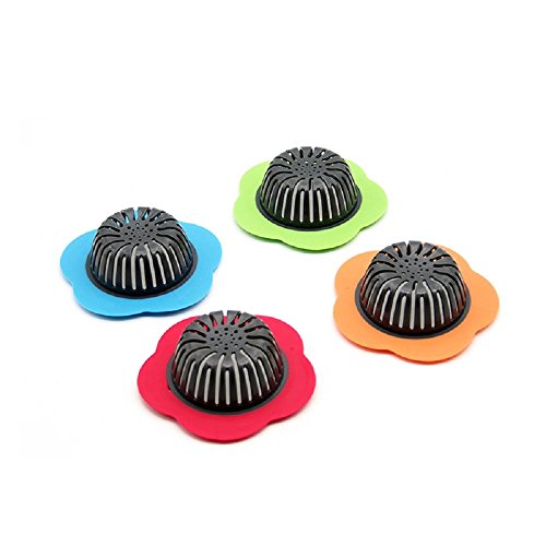 Silicone Kitchen Sink Strainer 4 Pack,Plainmarsh Drain FilterLarge Wide Rim 4.5" Diameter (4.5" Diameter, 4 Color)