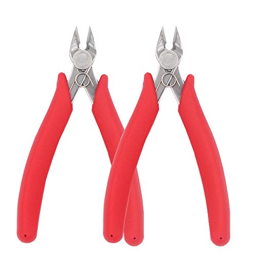 Wire Cutters Flush Cut Pliers, 5 Inches Small Flush Cutter Pro Hand Tool for Electrical Wire Cable Cutting, 2-Pack