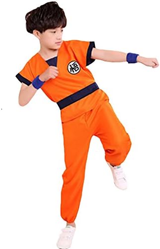 Aifang Boys' Girls Unisex Dragon Ball Son Goku Fancy Costumes Set Outfit Halloween Party with Golden Cudgel M