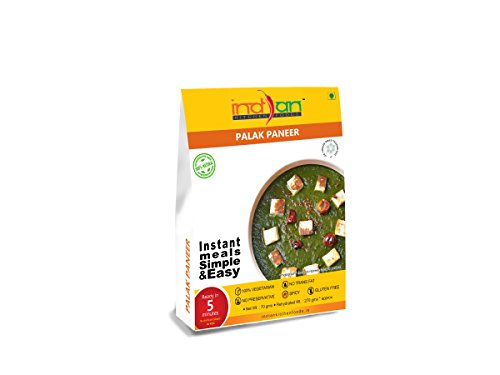 Indian Kitchen Foods Freeze Dried Ready To Eat Spinach with Cottage Cheese and Sauce (Palak Paneer) - Rehydrated Wt. 9.50 oz