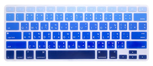 HRH Thai Silicone Keyboard Cover Skin for MacBook Air 13,for MacBook Pro 13/15/17(with or w/Out Retina Display,2015 or Older Version),for iMac Older USA Layout Keyboard Protector -Ombre Blue
