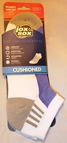 Jox Sox Womens Cushioned Low Cut White/Periwinkle Socks