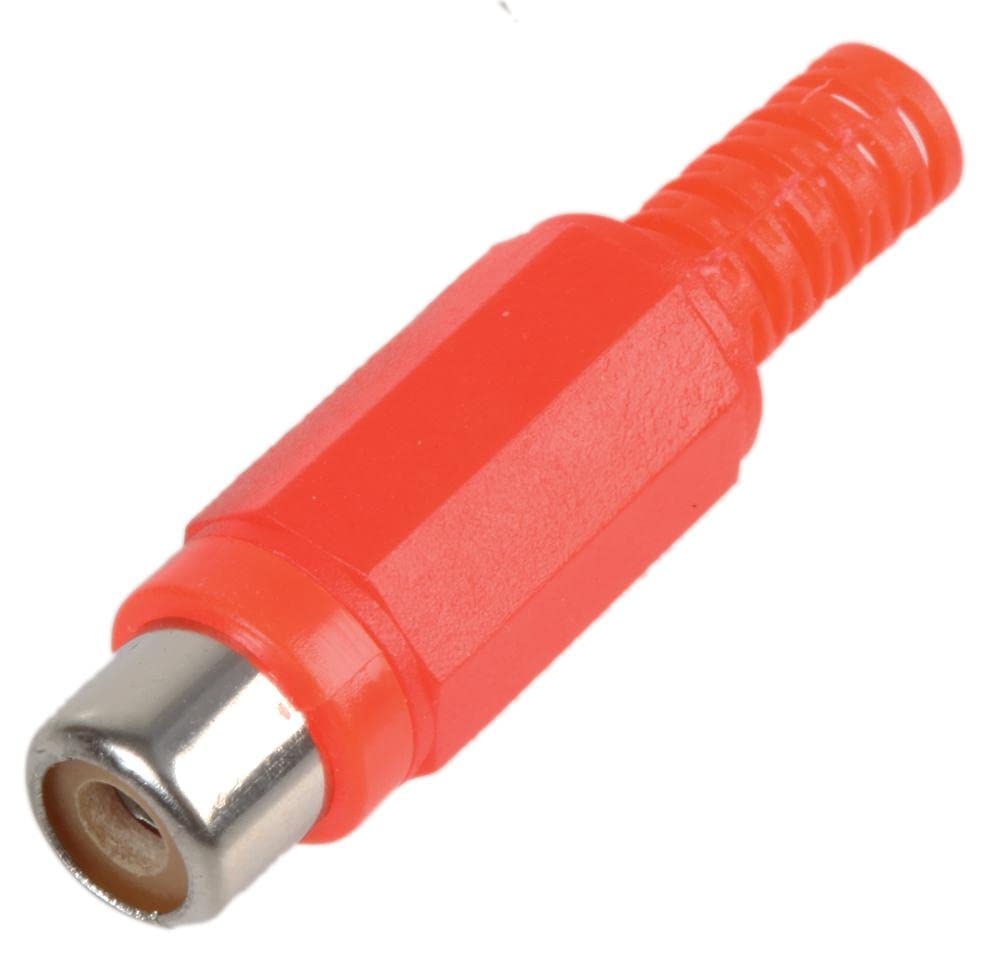 Pro Signal Red Inline RCA Phono Sockets – Pack of 10, Nickel-Plated Audio Connectors