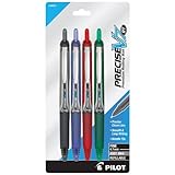 Pilot Precise V7 RT Retractable Rolling Ball Pens, Fine Point, 4-Pack, Black/Blue/Red/Green Inks (26061)