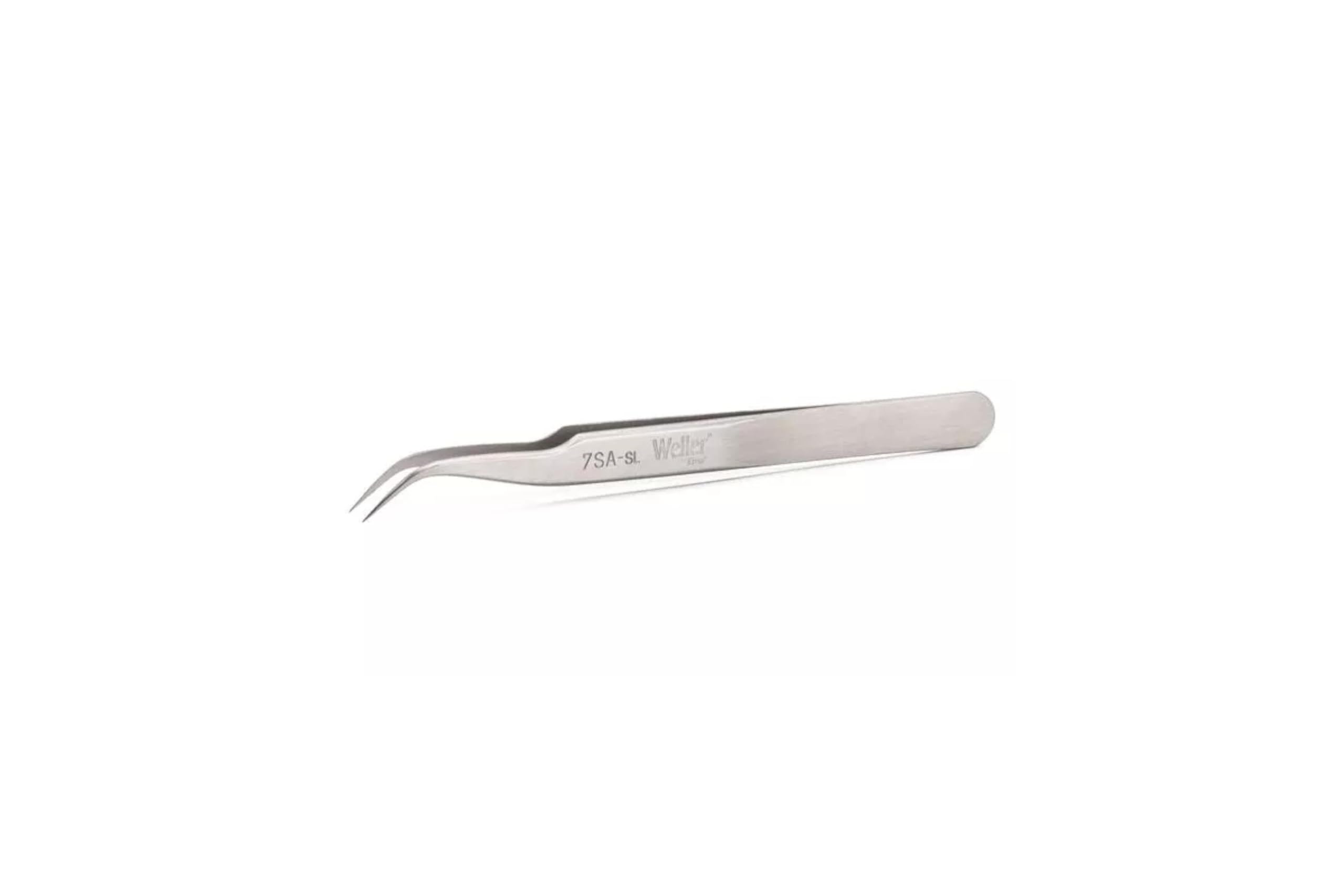 Weller Erem 7SASL Precision Tweezers, Curved, Relieved, with Pointed Tips, 116 mm