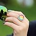 Mood Ring Classic Design Handmade Abstract Pattern Zinc Alloy Antique Sterling Silver Plated Round Shape Temperature Sensing Color Changing Stone Finger Big Rings for Women Men Fashion Unique RS044