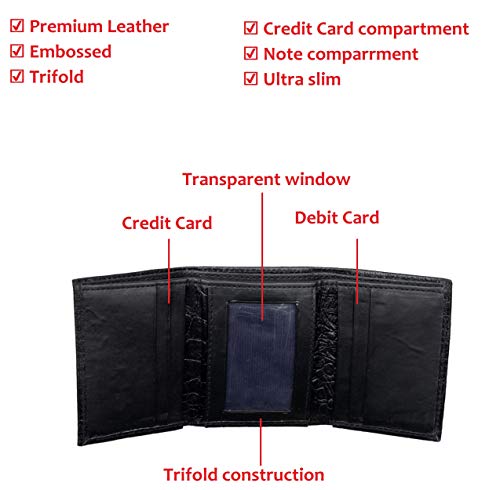 Trifold Men's Wallet With Middle Flip I.D. Window