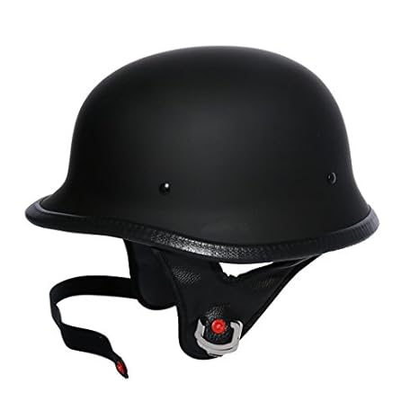 Tcmt Dot Adult German Style Matte Black Half Helmet Motorcycle Chopper Cruiser Biker Helmet M
