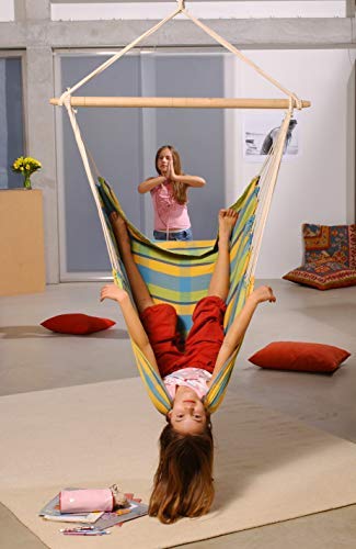 AMAZONAS - XL Hängesessel Brasil | Hängesessel ohne Gestell mit großer Sitzfläche, handgefertigt in Brasilien | Belastbar bis 150 kg; Sitzfläche 1,6m x 1,3m; Stablänge 1,1m | Farbe: Lemon – Bild 4