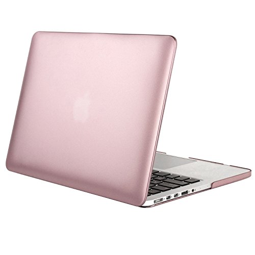 Mosiso Metallic Coated Plastic Hard Case Cover for MacBook Pro 15 Inch with Retina Display No CD-ROM (Model: A1398), Rose Gold