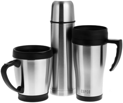 Amazon Com Copco Commuter Travel Set Set Includes 16oz Desk Mug 14oz Travel Mug 1pint Stainless Double Wall Vacuum Bottle Kitchen Dining