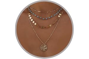Boho Necklaces for Women Layered Turquosise Beaded Necklace Western Jewelry for Women Cowgirl Cowboy Country Necklace Sequin 