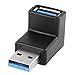QIBOX USB 3.0 A Male to Female Adapter Extension Cable 90 Degree Right Angle Adapter Plug - Female End Points Upward