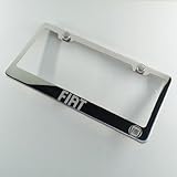 Polish Chrome Laser Engraved Fiat Stainless Steel USA License Plate Frame With Engraved Steel Logo Screw Cap Combo 12.25