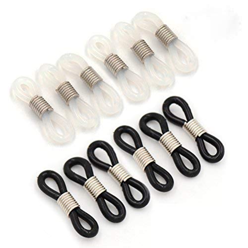 7thLake 12pcs Rubber Metal Ends for Eyeglass Chain Necklace Chain (6pcs Black Color +6pcs Clean Color)