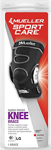 MUELLER Sports Medicine Hg80 Hinged Knee Brace, Knee Pain Relief Support for Men and Women, Ideal for Arthritis, Sprains, Prevents Hyperextension, Black, Large