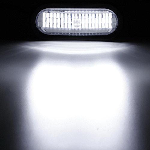 Partsam Super Bright 60LED White 6" Oval Stop Backup Reverse Turn Tail Light w/ Grommet Mount 12V for Trailer Truck Boat