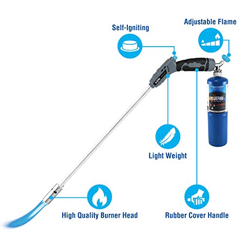 BLUEFIRE 32" Long Propane Weed Torch Burner,Blow Torch,Trigger Start