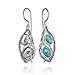 Sterling Silver Teardrop Earrings with Two Created Blue Fire Opal Elegant Free Form Unique Artisan Design