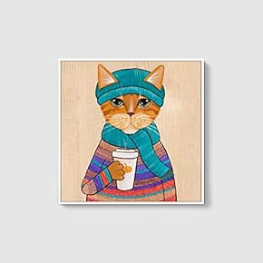 Framed Canvas Wall Art for Living Room, Bedroom Whimsical Animal Illustration X Canvas Prints for Home Decoration Ready to Hang - 16x16 inches