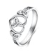 BORUO 925 Sterling Silver Ring Celtic Knot Heart High Polish Tarnish Resistant Eternity Wedding Band Stackable Ring, Benefiting The American Red Cross.