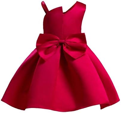 Baby Girl Dress Daoroka Kids Bowknot Sleeveless Strap Pleated Princess Wedding Bridesmaid Birthday Party Formal Tutu Ball Gown Skirts Cute Soft Summer A Line Sundress (100/3T, Red)