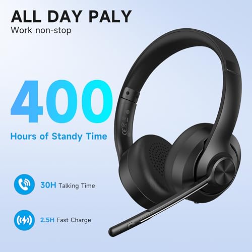 AOC Wireless Headset with Microphone, dongle-BT/Bluetooth/wired 3 modes connection, bluetooth Headset V5.3, PC Headphone Office Teams for Skype, Teaching, Call Center, Business Chat