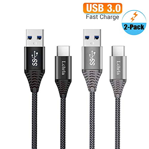 USB C Cable, Lchrla USB 3.0 Type C 6FT 2-Pack Nylon Braided Charging Cord Compatible Samsung Galaxy Note 9 8 S9 S8 S8 Plus S10, LG V30,V20,G6