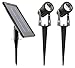 Warm White - Aluminum Lamp - Robust Spotlights (Set of 2) // Huge 3W Solar Panel // 2500mAh Li Battery // 2X16 Ft Cable // Power Adjustable (Each 150~50 Lumen) // Dusk to Dawn Even in Winter @ L Mode