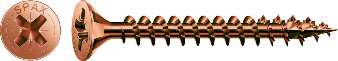 SPAX Universal Screw, 4.0 x 35 mm, Pack of 1000, Phillips Z2, Countersunk Head, Partially Threaded, 4CUT, Burnished C1A, 1081140400355 — image 1