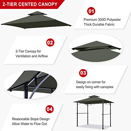 Eurmax USA High Performance Grill Gazebo Canopy Replacement Cover 5x8