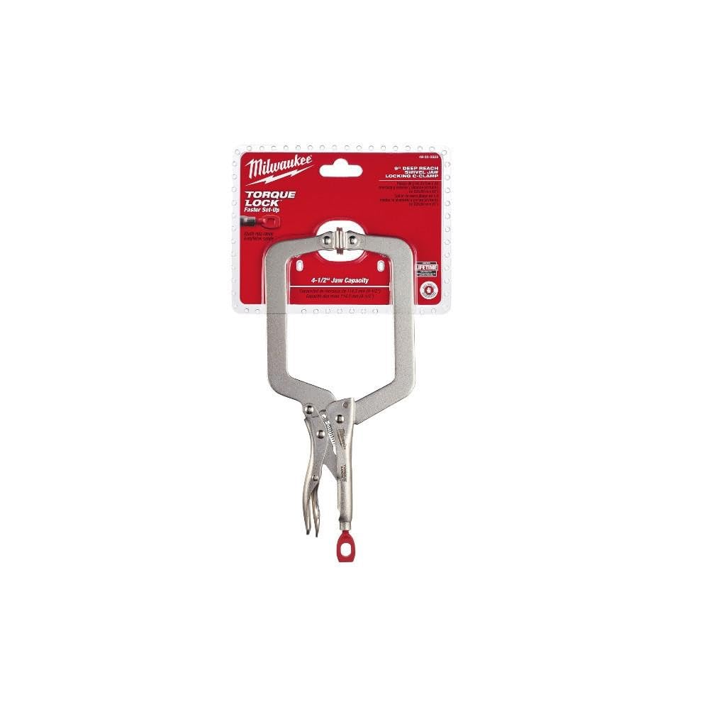 Milwaukee 48 22 3523 Deep Reach Swivel Jaw Locking Clamp 9 Inch - Silver