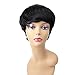 Ty.Hermenlisa 100% Real Virgin Brazilian Remy Human Hair Wigs for Black Women Natural Color Wavy Short Bobs Hairpieces with Elastic Strap, 81g, Jet Black