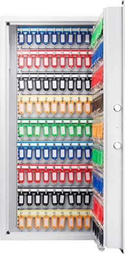 Steel 180 Key Cabinet with Electronic Keypad Lock Box, White