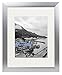 Golden State Art, Satin Silver Color Brushed Aluminum Landscape Or Portrait Photo Picture Frame With Ivory Color Mat & Real Glass (11x14)